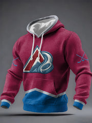 Men's Ice Hockey Print Casual Checkered Cotton Hoodie