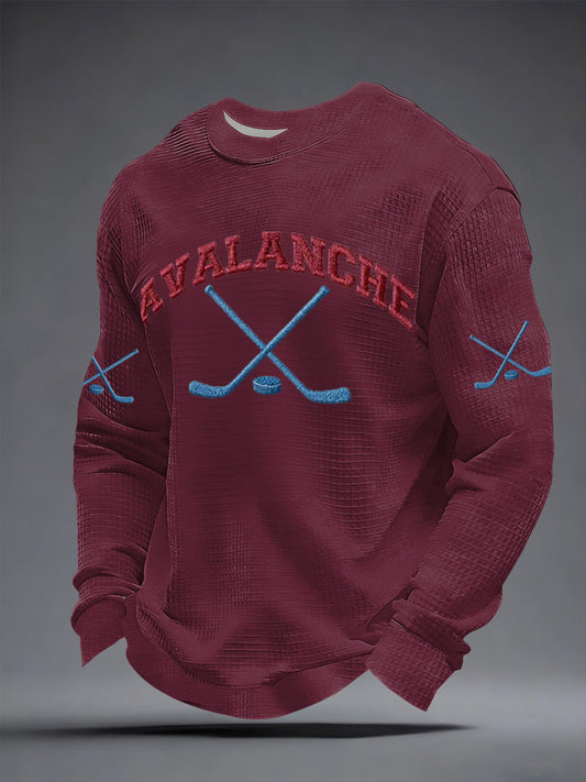 Men's Ice Hockey Print Casual Waffle Sweatshirt