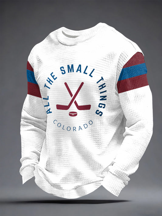 Men's Ice Hockey Print Waffle Long Sleeve Sweatshirt