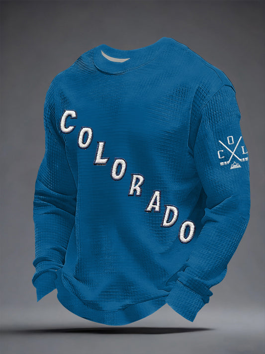 Men's Ice Hockey Print Casual Waffle Sweatshirt