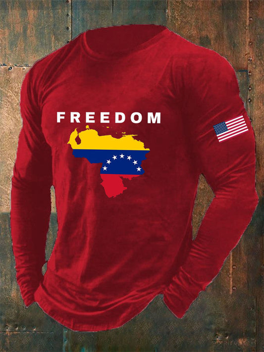 Men's Freedom Venezuela Printed Long Sleeve T-shirt