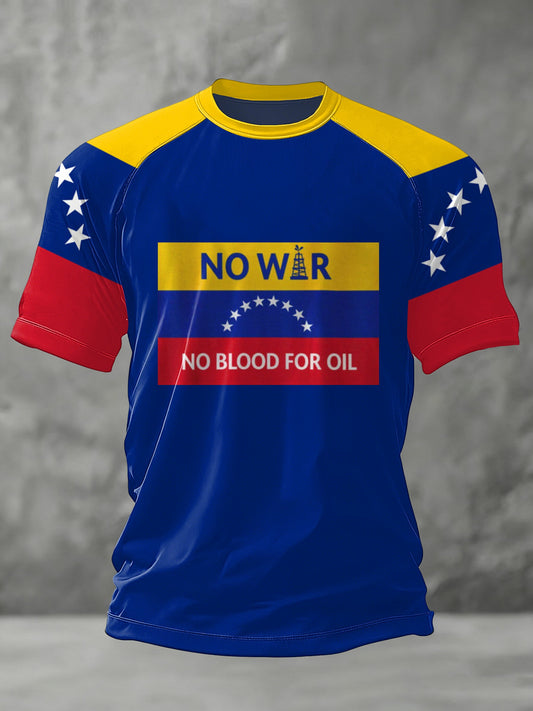 Men's No War No Blood For Oil Support Venezuela Print Tee