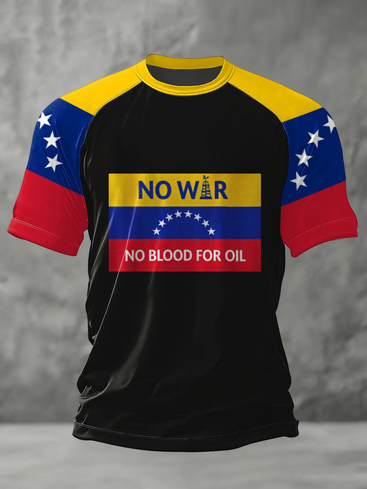 Men's No War No Blood For Oil Support Venezuela Print Tee