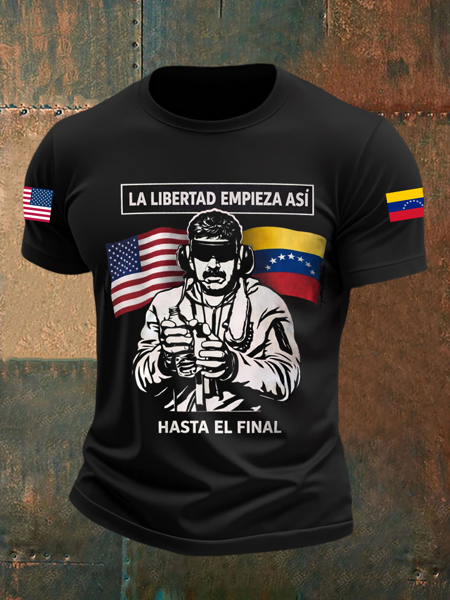 Men's Venezuela Libre Print Short-sleeved T-shirt