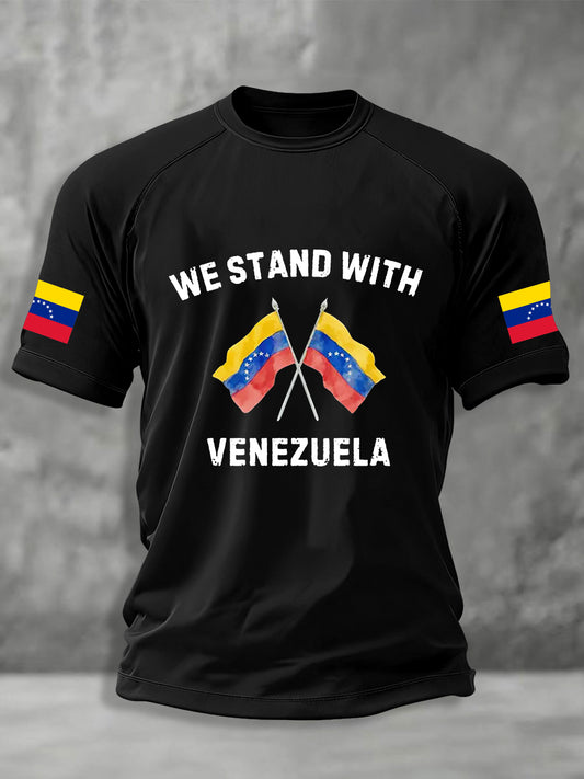 Men's We Stand With Venezuela Freedom Venezuela Short Sleeve T-shirt