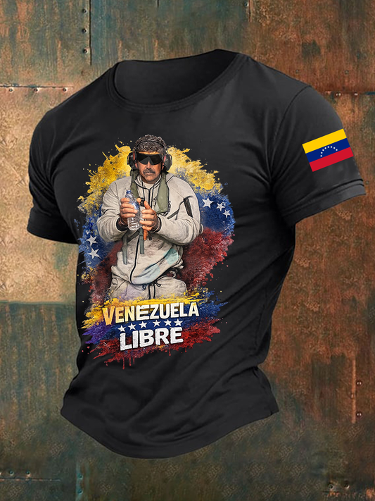 Men's Venezuela Libre Print Short-sleeved T-shirt