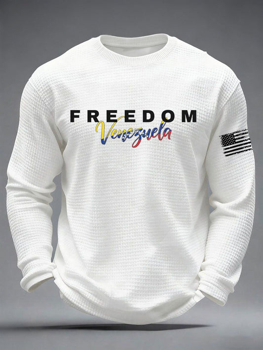 Men's Freedom Venezuela Printed Waffle Long Sleeve T-Shirt