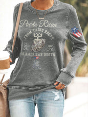 Women's Puerto Rico Taino Art Proud Printed Sweatshirt