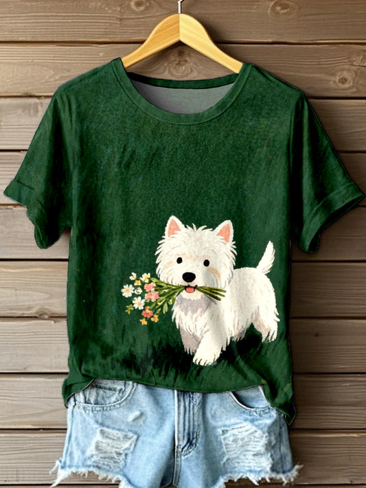 Women's Lovely West Highland White Terrier Art Print T-Shirt