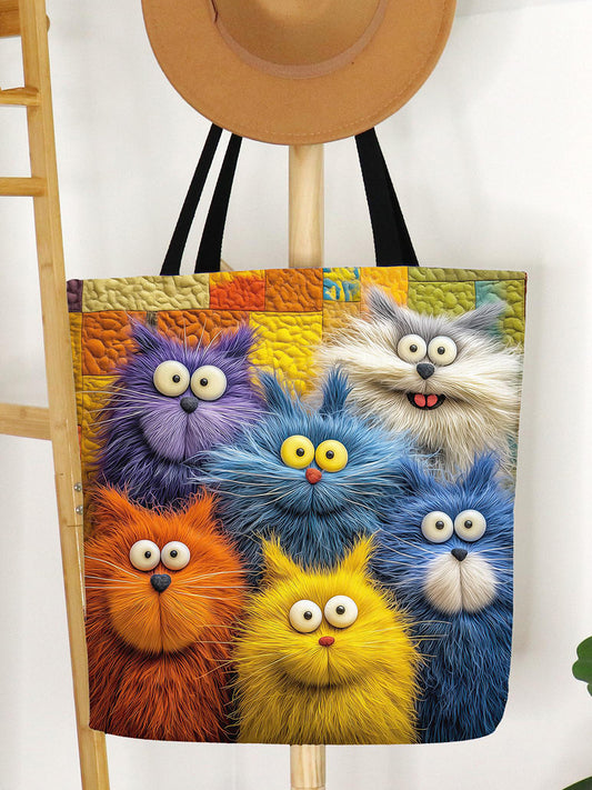 Colorful Funny Cat Pattern Tote Bag