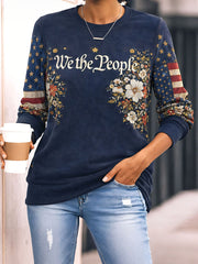 Women's 'We the People' Flag Floral Sweatshirts