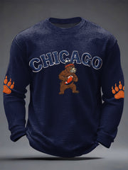 Men's Football Fans Gameday Casual Waffle Long Sleeve T-Shirt