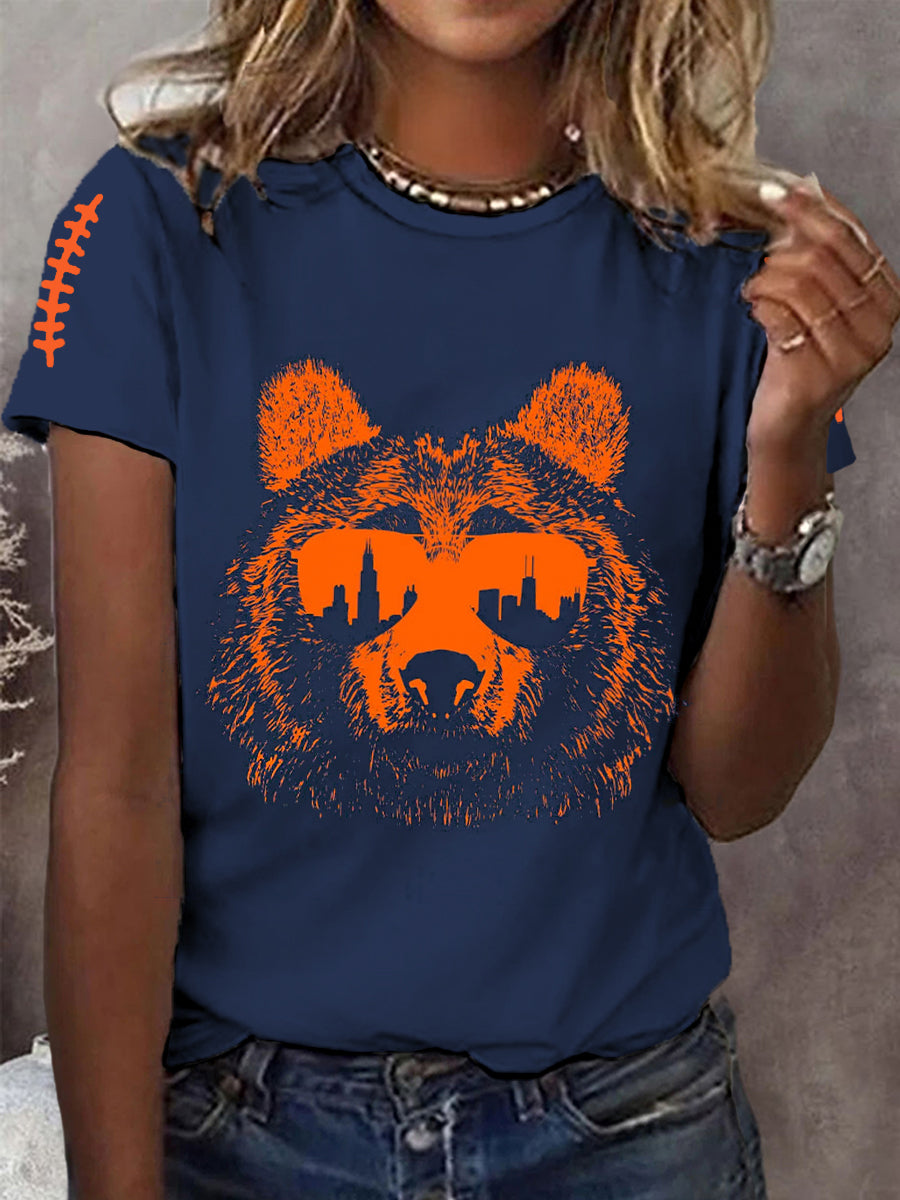 Women's Football Fans Lovers Gameday Casual Short Sleeve T-shirt