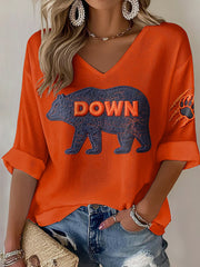 Women's Football Fans Gameday Casual Waffle T-shirt