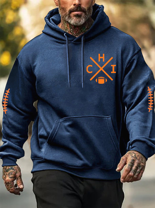 Men's Football Fans Lovers Gameday Casual  Hooded Sweatshirt
