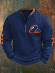 Men's Football Fans Lovers Gameday Casual Zipper Sweatshirt