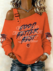 Women's Good Better Best Print Football Fans Gameday Casual Off-Shoulder Top
