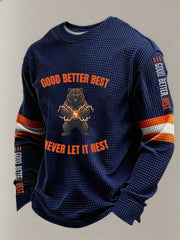 Men's Good Better Best Print Football Fans Gameday Casual Waffle Sweatshirt