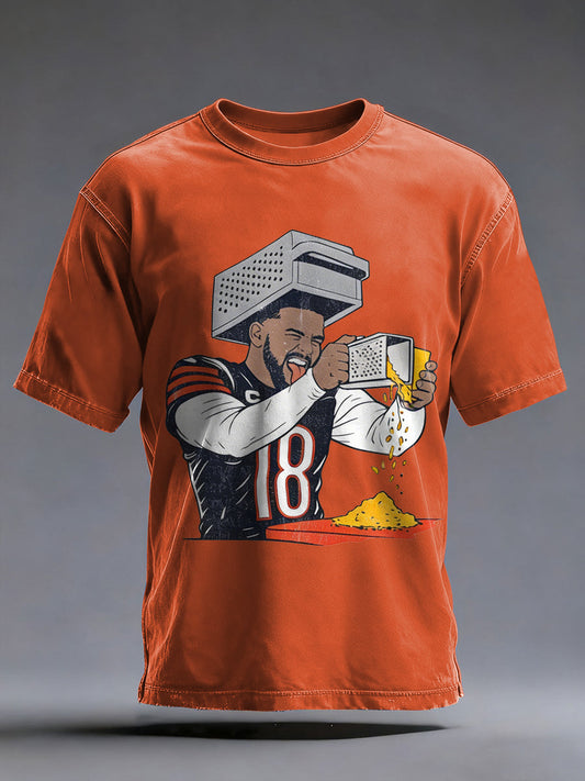 Men's Caleb Gratin' Cheese Print Gift For Football Fans Casual Tee