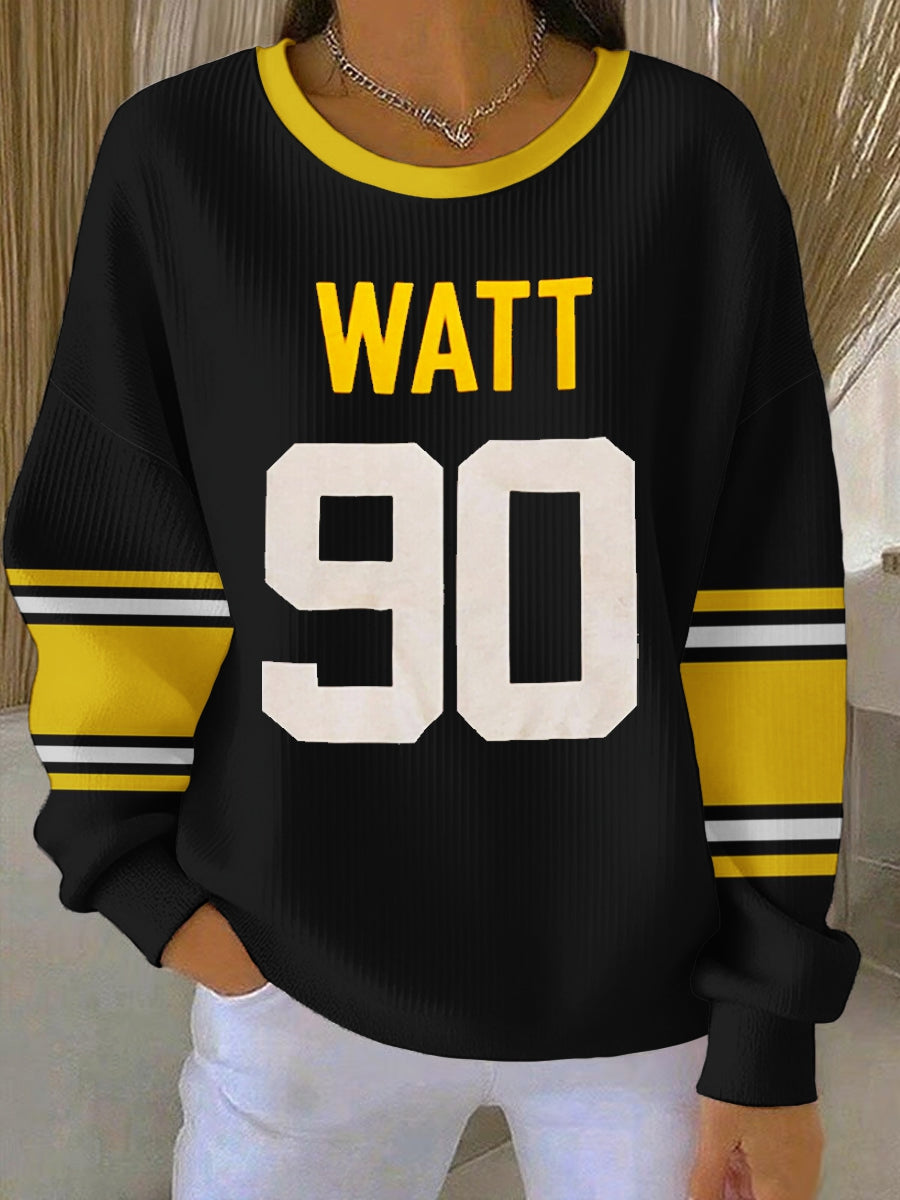 Women's Pittsburgh Steelers TJ Watt  Round-Neck Sweatshirt