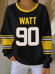Women's Pittsburgh Steelers TJ Watt  Round-Neck Sweatshirt