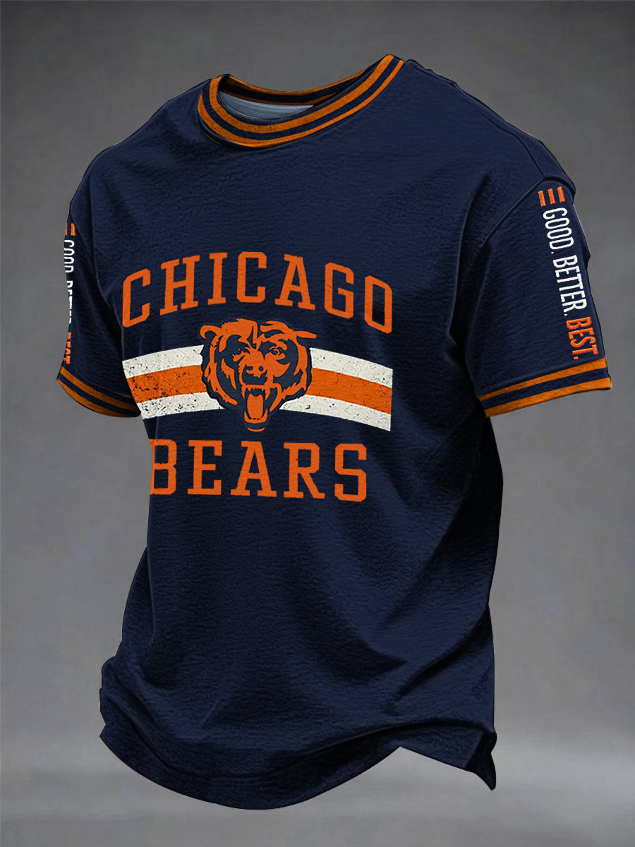 Men's Good Better Best Print Football Fans Gameday Casual Short Sleeve T-shirt