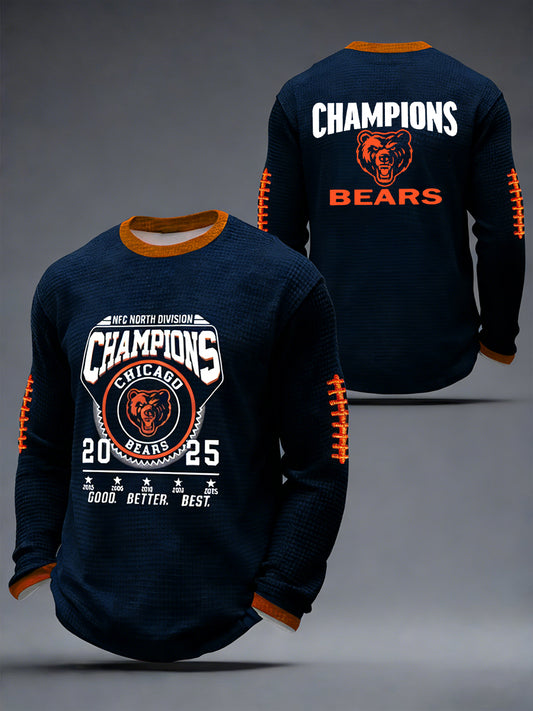 Men's Good Better Best Print Football Fans Gameday Casual Waffle Long Sleeve T-Shirt