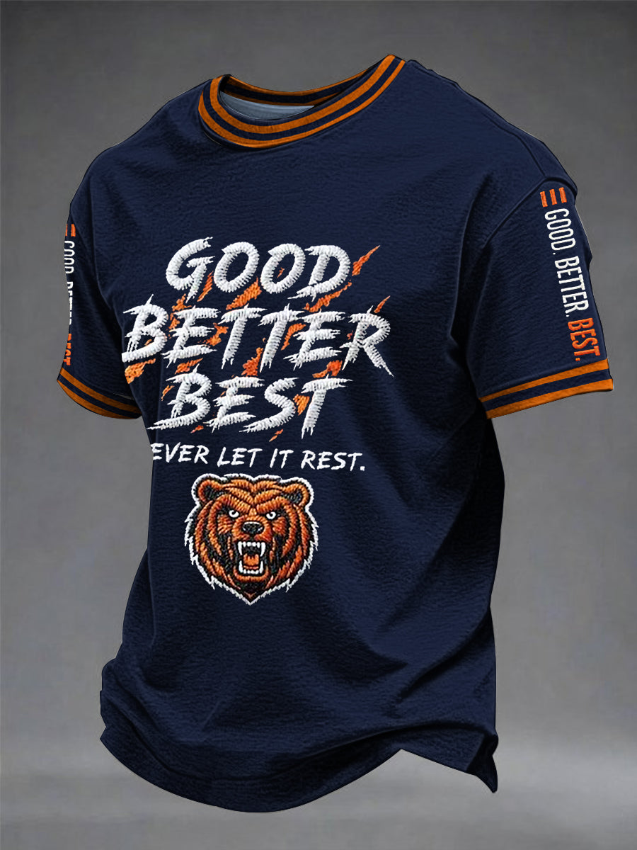 Men's Good Better Best Print Football Fans Gameday Casual Short Sleeve T-shirt
