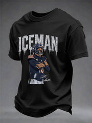 Men's Funny Ice Man Print Gift For Football Fans Casual Tee
