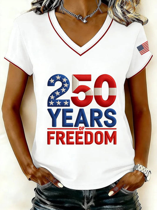 Women's 250 Years of Freedom V-Neck T-Shirts