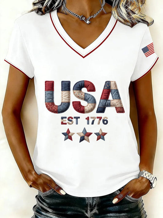 Women's USA 1776 V-Neck T-Shirts
