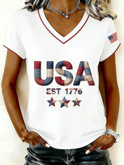 Women's USA 1776 V-Neck T-Shirts