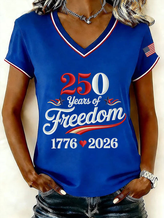 Women's 250 Years of Freedom V-Neck T-Shirts