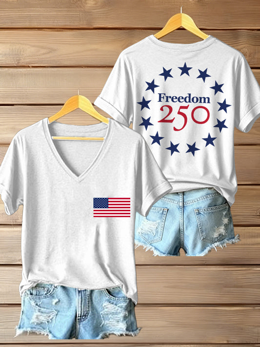 Women's 250th Anniversary Print V-Neck T-Shirt