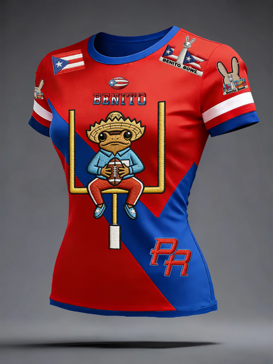 Women's Bunny Football Music Lover Printed short-sleeved T-shirt