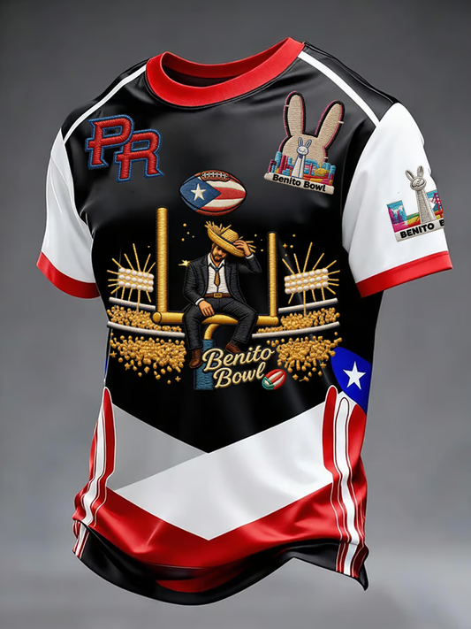 Men's Bunny Football Music Lover Printed short sleeves t-shirt