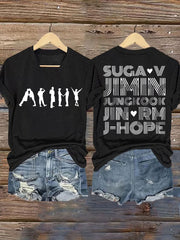 Women's BTS lovers Printed Iron On Short Sleeve T-Shirt