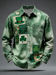 St. Patrick's Day Shamrock Print Men's Long-sleeve Shirt