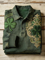 Men's St. Patrick's Day Printed Casual Button-Up T-Shirt