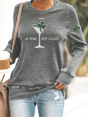Women's St. Patrick's Day Shamrock A Tini Bit Irish Sweatshirt