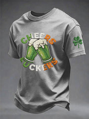 Men's Funny St Patrick's Day Cheers F*ckers Green Beer Shamrock Print Casual Tee