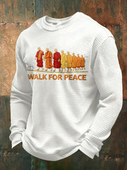 Men's Walk For Peace Printed Waffle Long Sleeve Sweatshirt
