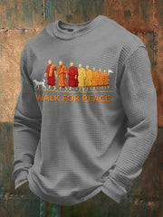 Men's Walk For Peace Printed Waffle Long Sleeve Sweatshirt