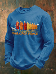 Men's Walk For Peace Printed Waffle Long Sleeve Sweatshirt