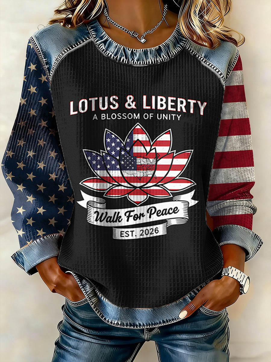 Women's Walk For Peace Print Patchwork Top