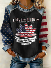 Women's Walk For Peace Print Patchwork Top