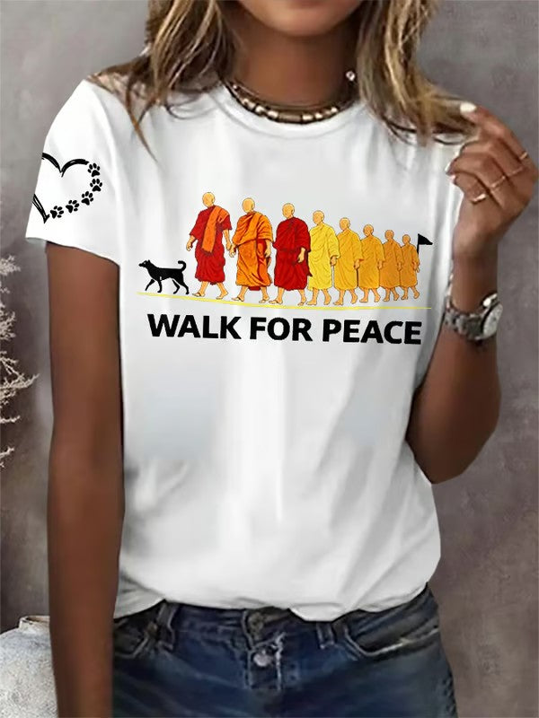 Women's Walk For Peace Printed T-shirt
