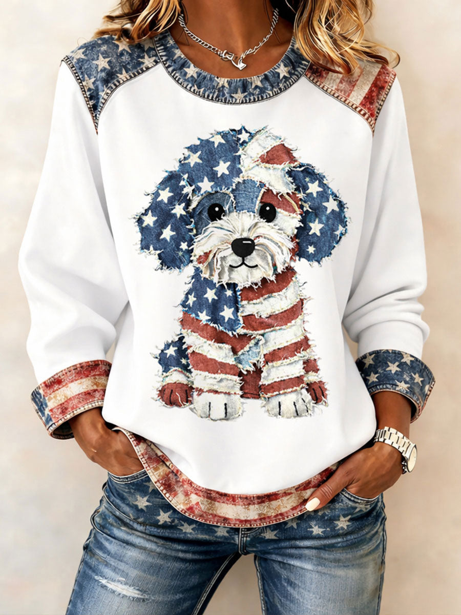 Women's American Flag Dog Sweatshirts
