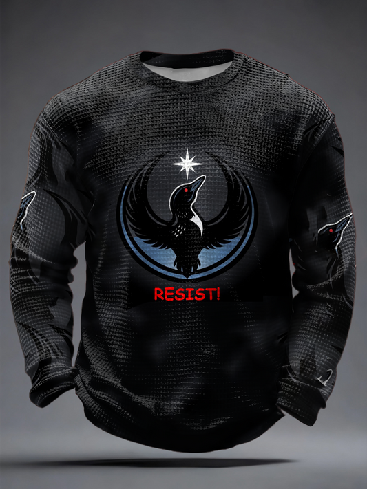 Men's The Loon Platoon Rebel Alliance Resist Printed Waffle Long Sleeve T-Shirt