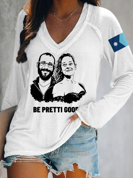 Women's Be Pretti Good Stand With Minnesota Abolish Ice Resist Long-Sleeve V-Neck T-Shirt